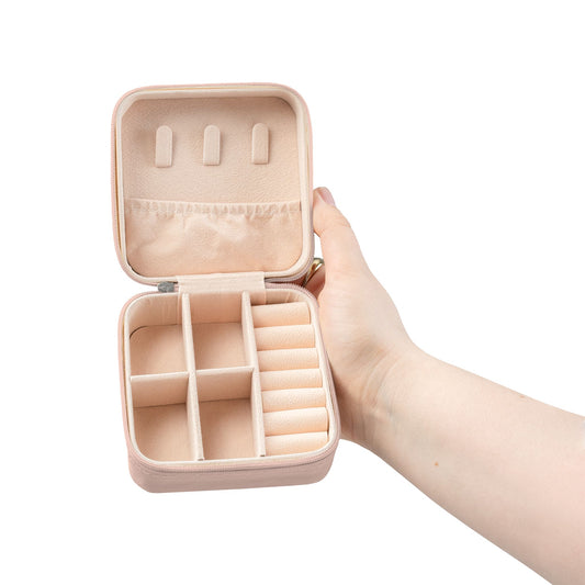 Compact Jewelry Travel Case — Soft Pink Organizer with Ezekiel 16:12-13