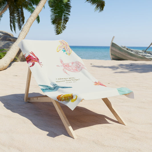 Christian Summer Script Beach Towel | Faith Cross Palm Design - Image #0