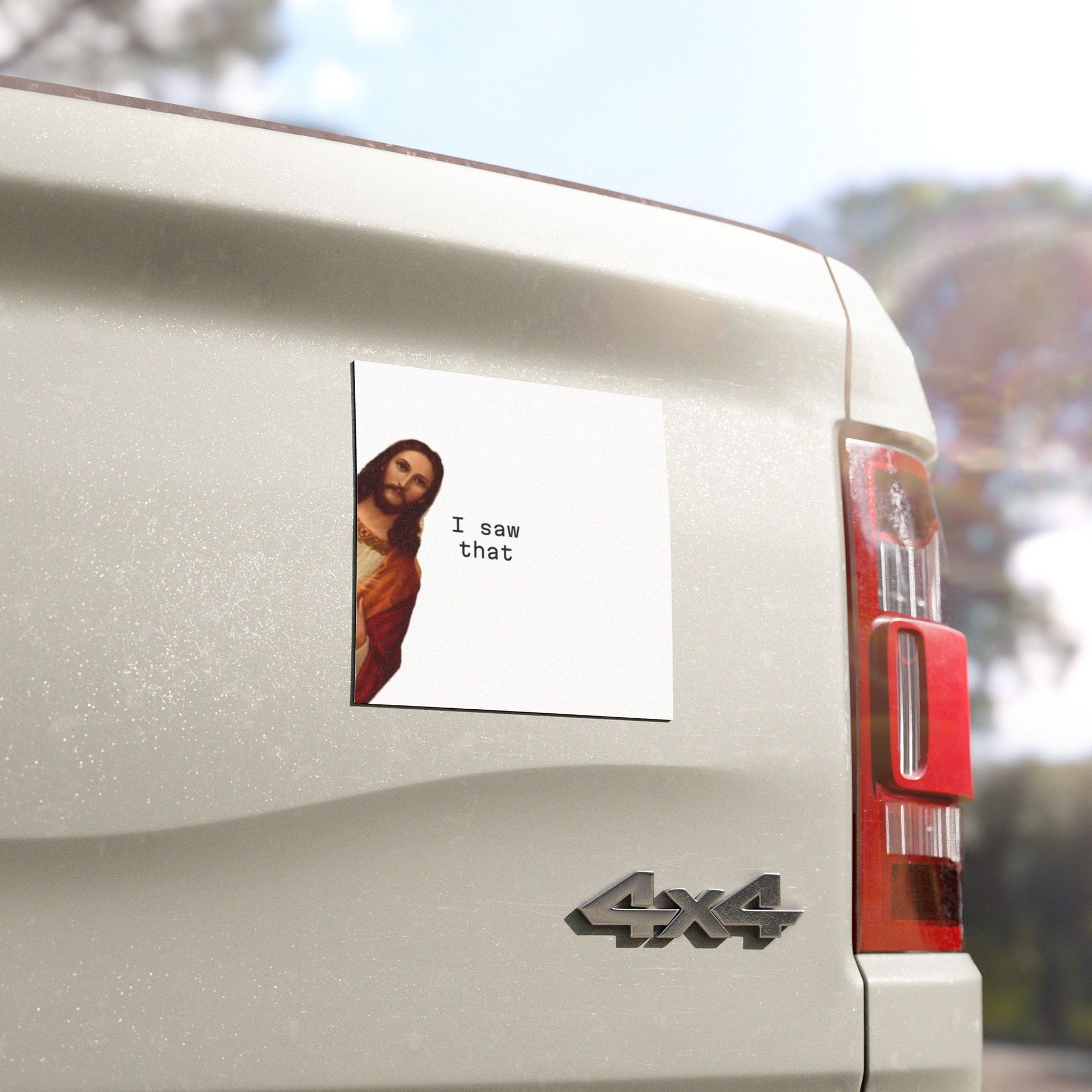 Jesus Corner "I Saw That" Car Magnet — Christian Faith Auto Decal - Image #0