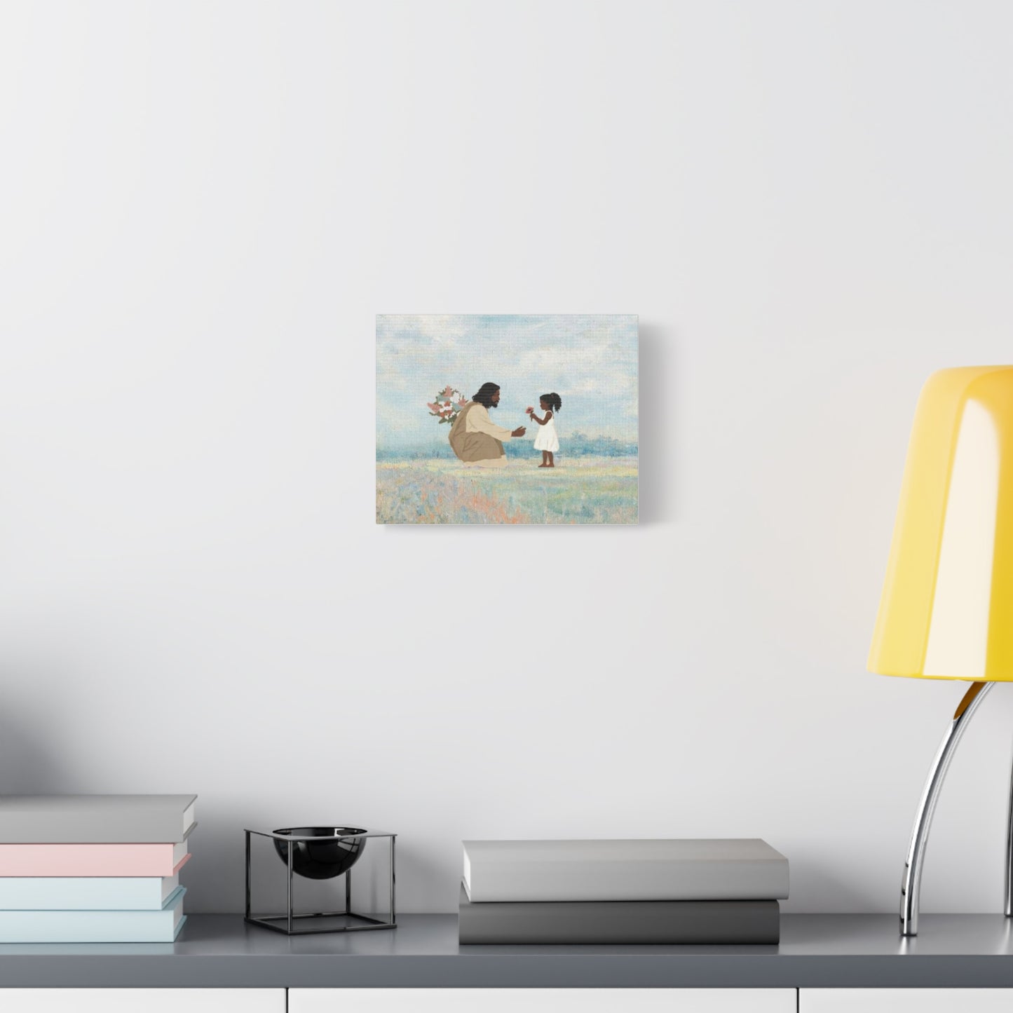 Canvas Wall Art - Jesus and Little Girl in Meadow (Matte Stretched 1.25")