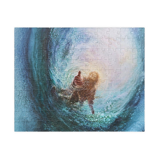 Ocean Wave Surfing Jigsaw Puzzle — Serene Blue Wave Art (110–1014 pcs)