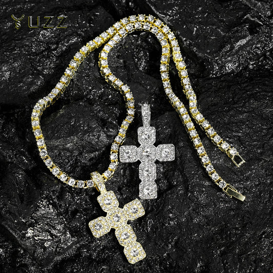 Sparkling Hip Hop Cross Necklace