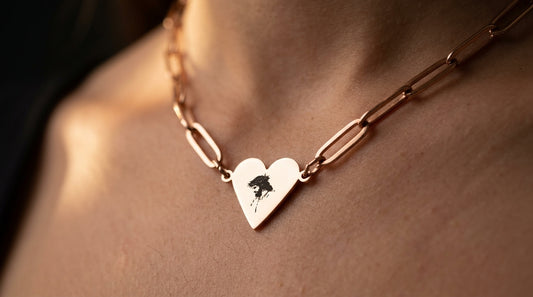 Engravable Paperclip Heart Necklace — Rose Gold Jesus with Thorn Crown Pendant