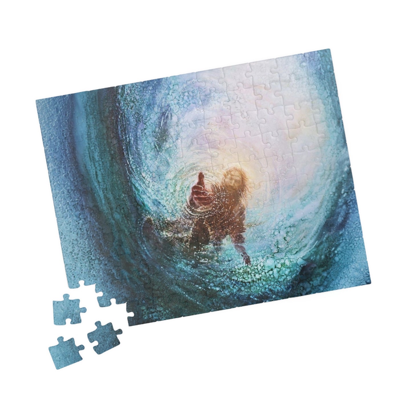 Ocean Wave Surfing Jigsaw Puzzle — Serene Blue Wave Art (110–1014 pcs)
