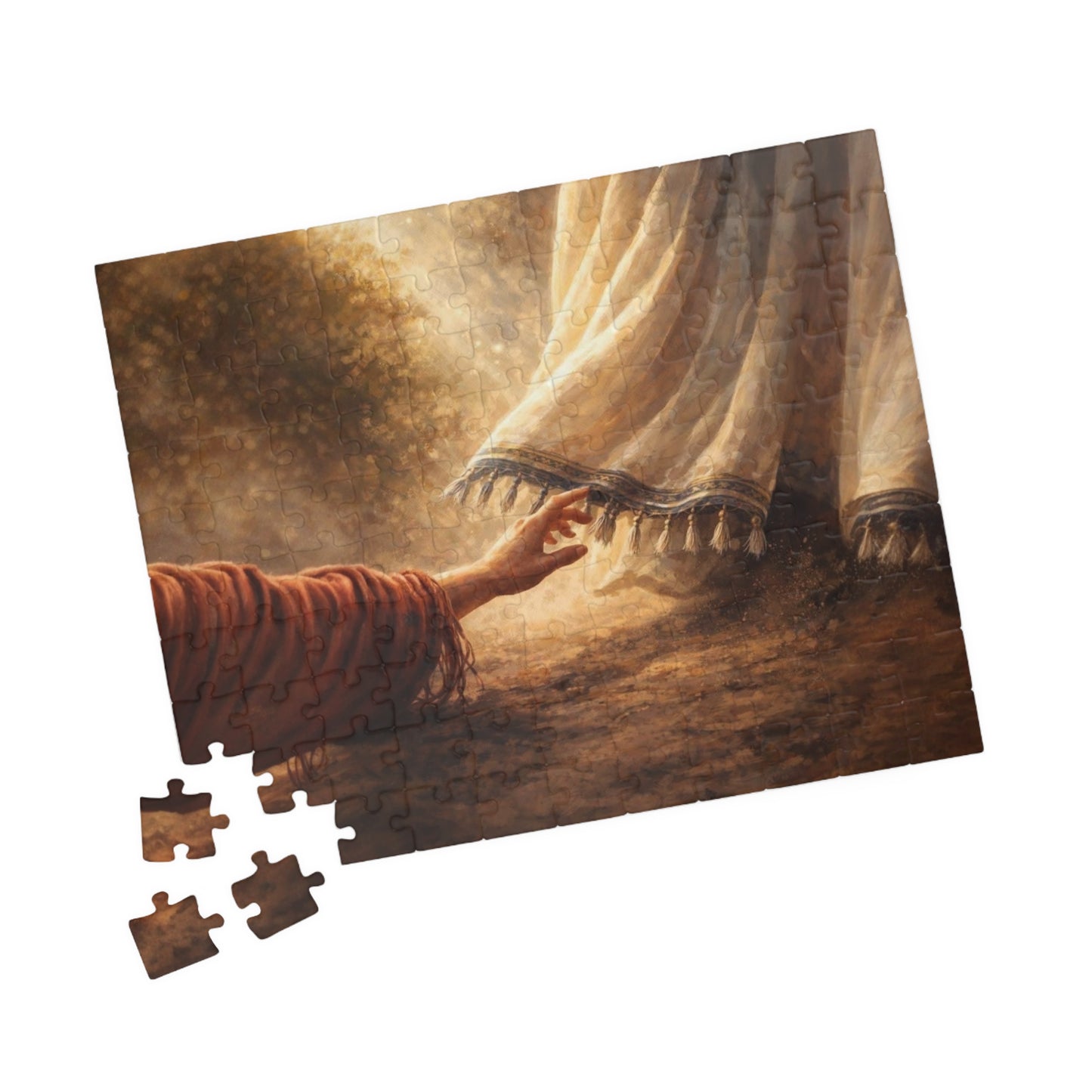 Faith-Inspired Touch Jigsaw Puzzle — "She Touched His Garment" (110–1014 pcs)