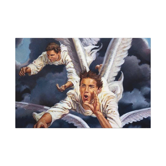 Angels' Last Warning Canvas Wrap — Religious Wall Art Print