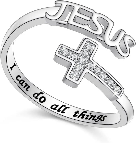 Elegant Silver Faith Ring