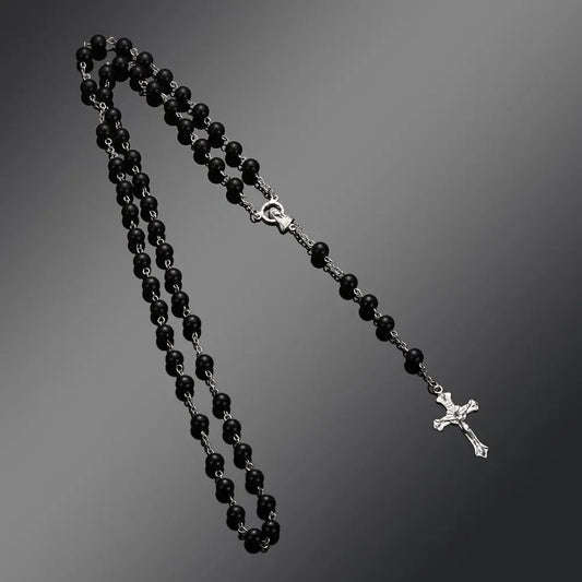 Vintage Cross Necklace with Rosary