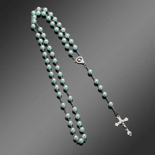 Vintage Cross Necklace with Rosary